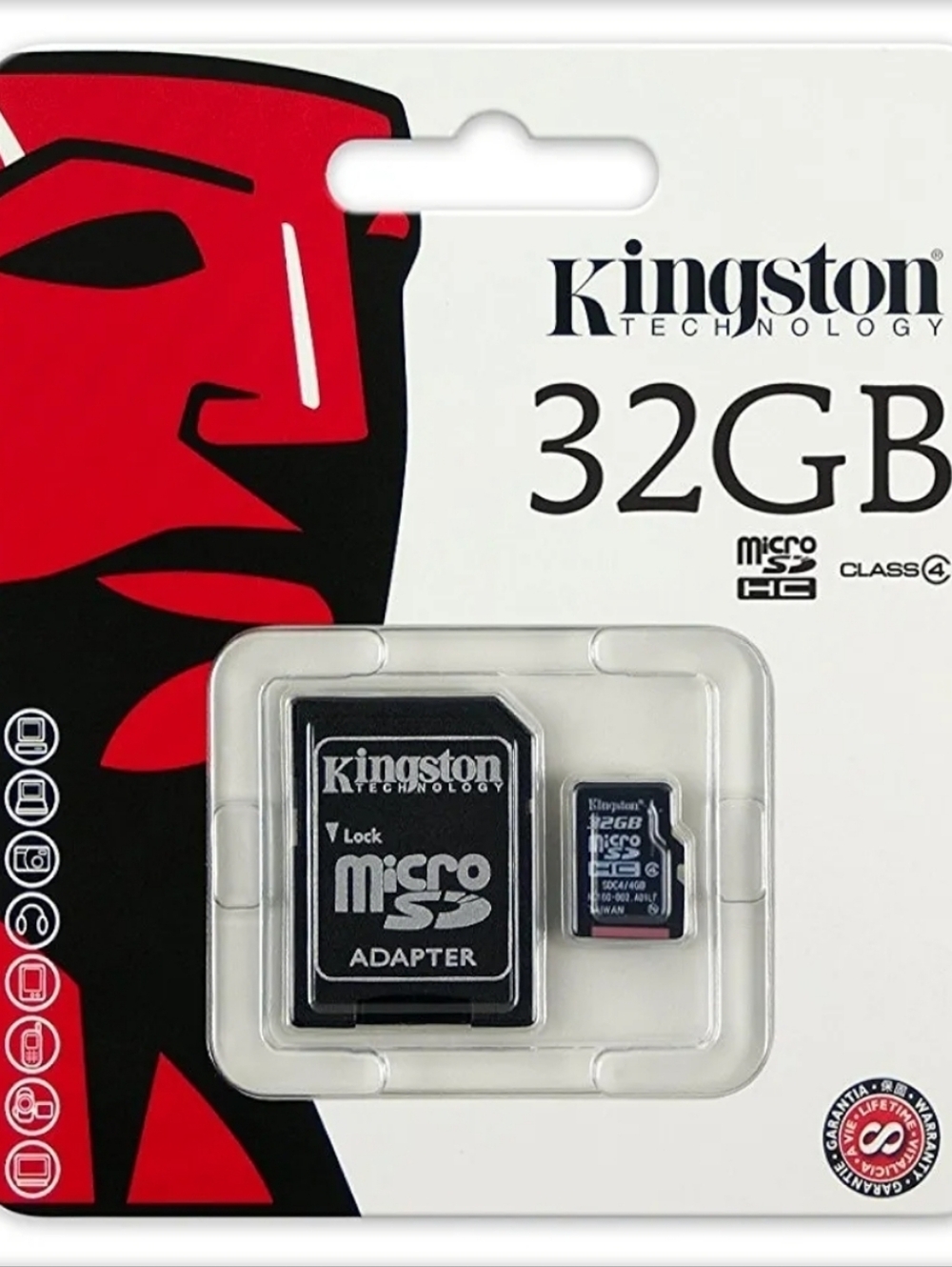 Kingston 32GB microSD with SD Adapter - Black and Red Packaging